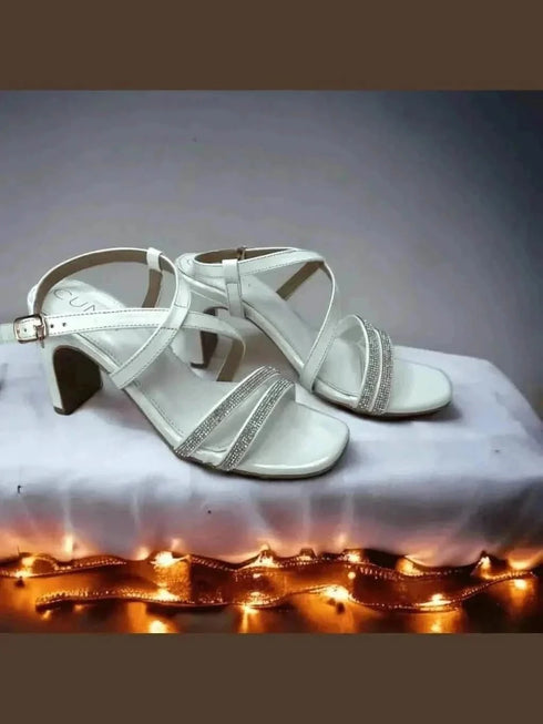 Womens Solid White Heels
